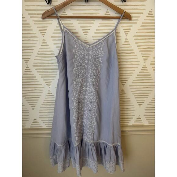 Joie Women’s Large Blue White Eyelet Ruffle Dress - Picture 1 of 2